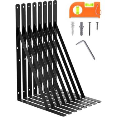 Imagem de LEOPO Suportes de prateleira de 35,5 cm para prateleira flutuante DIY, suportes em L resistentes, suporte de canto triangular de 90 graus, pacote com 8