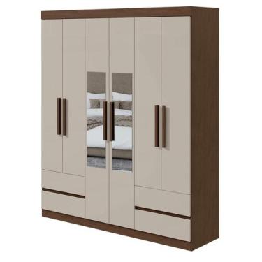 Imagem de Guarda-Roupas Solteiro Zeus 6 portas 4 gavetas - Móveis Lopas, Imbuia 