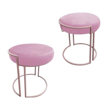 Imagem de Kit 02 Puffs Love Suede Base Rosê Rosa Bebê