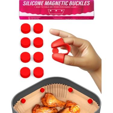 Imagem de WM infinite 2 fivelas de silicone para fritadeira Air Fryer (pacote com 9), contém forros de papel manteiga, evita que o papel exploda e cubra alimentos, ímã de cobalto de samário super forte (8+1