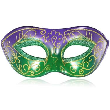 Imagem de MYSEUNI Carnival Mask for Men - Gold Green Purple Venetian Masquerade Mask Adjustable Headband for Mardi Gras, Costume Balls
