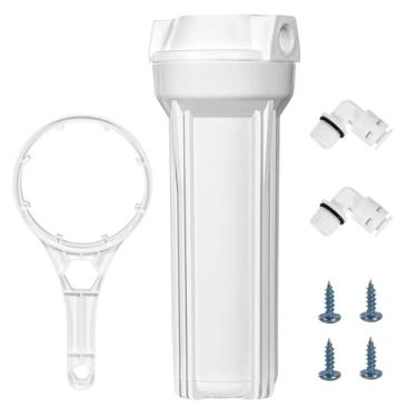 Imagem de Caixa universal de filtro de água para toda a casa de 25,4 cm, filtro de sedimentos com entrada/saída NPT de 3/10.2 cm, 4 parafusos, chave inglesa e encaixes de pressão de 0,6 cm