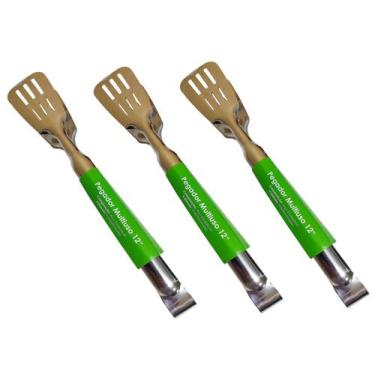 Imagem de Kit 3 Pegadores Aço Inox Para Lanches Carnes Multiuso 29cm - IDEA