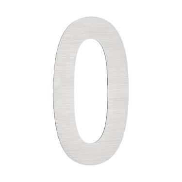 Imagem de PATIKIL Números de casa para uso externo, número 0 prata aço inoxidável autoadesivo moderno números de porta de endereço para casas externas caixas de correio residenciais 1,97 x 1,14 polegadas