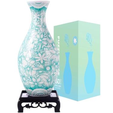 Imagem de Vaso de flores com quebra-cabeça 3D, vaso de quebra-cabeça 3D de magnólia para adultos, arranjo de flores e decoração de casa, feito por 160 peças de quebra-cabeça de plástico curvo, ótimo presente