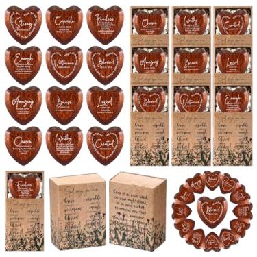 Imagem de Yalikop 24 Sets Retro Color God Say You are Christian Gift Wooden Religious Pocket Hug Bulk Heart Bible Verses Pocket Hug Token God Blessed Party Favors Church Scripture Gifts for Women Men Coworker