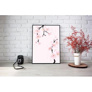 Imagem de Quadro Com Moldura Flor de Cerejeira Rosa - Core Decore, G