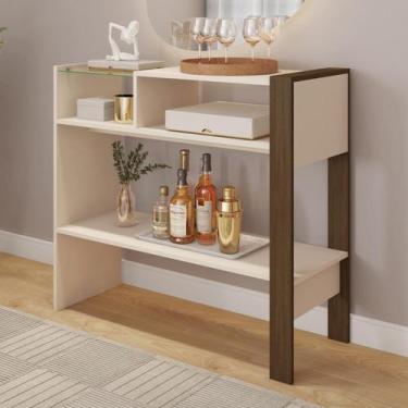 Imagem de Aparador MDF/MDP Sala Estar Versátil Moderno c/Vidro - B&A BENTO, Off 