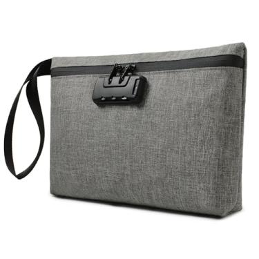 Imagem de Sacos à prova de cheiros com cadeado de combinação 30,5 cm x 21,6 cm Bolsa organizadora de viagem à prova de odor (cinza, grande (30,5 cm x 21,6 cm))