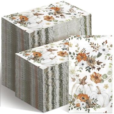 Imagem de Seajan 200 peças de guardanapos de papel de abóbora branco para convidados toalhas de mão descartáveis para banheiro papel toalhas de hóspedes guardanapos para primavera e verão casamento banheiro