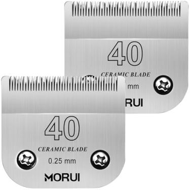 Imagem de morui Lâmina de substituição para tosquiadeira para cães de estimação, lâmina de cerâmica removível, compatível com a maioria dos Andis, Oster A5 Wahl série KM Clippers tamanho 40# lâmina (comprimento