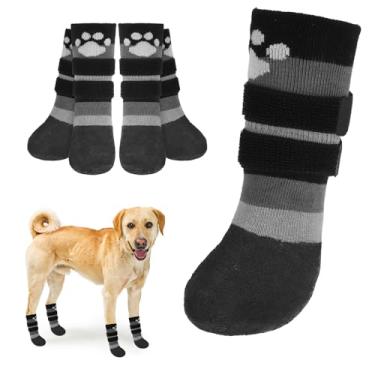 Imagem de BEAUTYZOO Botas antiderrapantes para cães, sapatos para cães para pavimento quente/frio, dias de chuva de neve, botas de cachorro à prova d'água, protetor de pata para piso de madeira, evita lamber