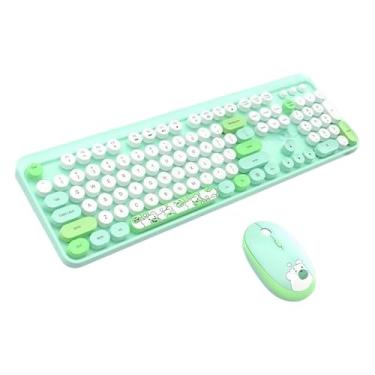 Imagem de Teclado e Mouse Sem Fio Kit 2.4G Wireless com Mousepad (Apenas 2.4G Verde)