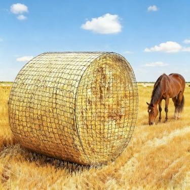 Imagem de Rede de feno para fardos redondos 1,2 x 1,2 m, 1,5 x 1,5 m, 1,8 x 1,8 m, redes de feno redondas grandes para cavalos, rede de feno de alimentação lenta, design preto sem nós para cavalos, gado, cabra