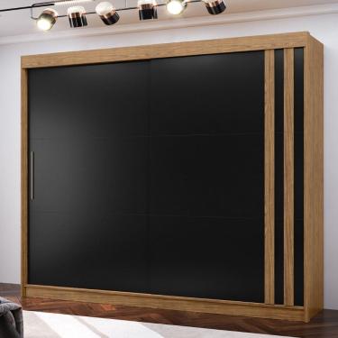 Imagem de Guarda Roupa Casal Ripado 2 Portas de Correr em MDF Seul Visão Móveis