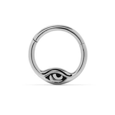 Imagem de PUNKYOUTH Piercing de nariz de septo 16 G, argola clicker de aço cirúrgico 316L, joia articulada para nariz, hélice, torre, tragus, estilo alternativo, punk gótico, brincos de 8 mm de diâmetro