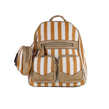 Imagem de Mochila Bolsa Feminina Couro Escolar Faculdade Trabalho Listrada Alara