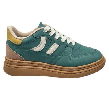 Imagem de Tênis Feminino Casual Cano Curto Nobuck Moleca 5816.101, Verde escuro,