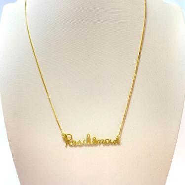 Imagem de Colar pingente escrito resiliência folheado a ouro