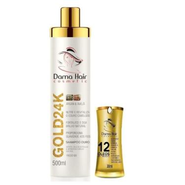 Imagem de Kit Dama Hair Shampoo Revitalizante Gold 24K Reparador de Pontas 30ml