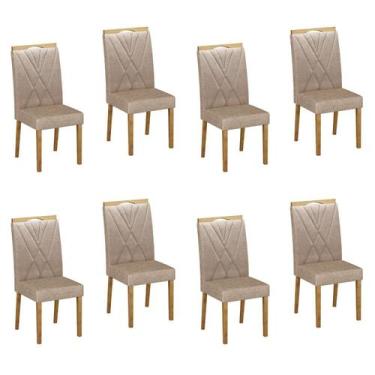 Imagem de Kit de 8 Cadeiras para Sala de Jantar Pés em Madeira Maciça Lara - Val