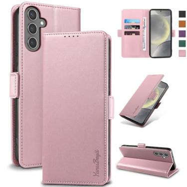 Imagem de YunuBeyii Capa Carteira para Samsung S24 - [Bloqueio RFID] Capinha Flip Magnética para Celular de Couro PU de Luxo com Suporte,Case Proteção,Rsistente,Antichoque, Rosa