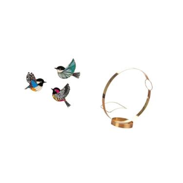 Imagem de Fenteer Arte de Parede de Pássaros de Madeira E Suporte para Garrafas de Vinho de Ferro para Jardim, Sala de Estudo, Organizador de Exibição de Vinho Tinto, D