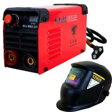 Imagem de Máquina Solda Inversora 225 Mini BIVOLT USK com Máscara de Solda Auto 