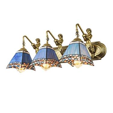 Imagem de Luminária de parede de luz única com braço de lâmpada de sereia 6"W Padrão de cone Abajur de vidro Luminária de parede com estilo V-intage Quarto Hotel Restaurante Luminária de parede decora