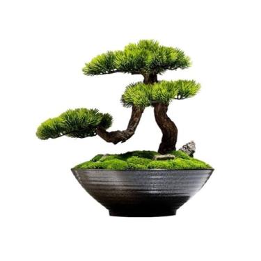 Imagem de Árvore de simulação zen verde bonsai chinês decoração de casa sala de estar entrada arranjo floral árvore simulação