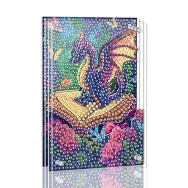 Imagem de Ginfonr Kit de pintura de arte de diamante DIY Acrylayers para adultos, dinossauros, 4 camadas, acrílico, pintura magnética de diamante, decoração de mesa com efeito de profundidade dinâmica, presente