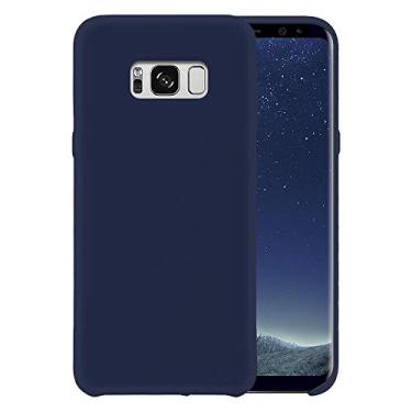 Imagem de Capa de telefone de silicone líquido para Samsung Galaxy S8+ Plus 6,2 polegadas G955 G955U à prova de choque/borracha gel/capa proteção contra quedas azul meia-noite