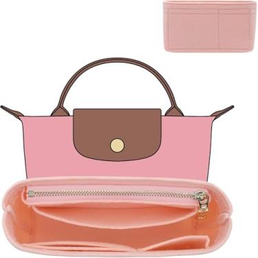 Imagem de Doxo Bolsa organizadora de feltro compatível com Longchamp Le Pliage Mini bolsa original/verde e muito mais, bolsa extra pequena com zíper para mulheres (mini, rosa)