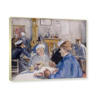 Imagem de Moldura de champanhe. Impressões Raoul Dufy, (no café), pôster de viagem vintage, arte impressionista, imagem de arte de parede em tela para decoração de casa. 40 x 48 cm-15,7 x 18,9 pol