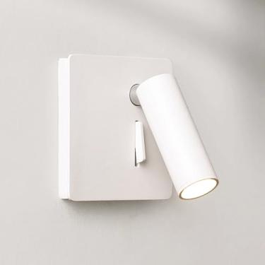 Imagem de Luminária de leitura de parede 350, luminária de cabeceira giratória com interruptor liga/desliga, arandela retangular de alumínio com fiação, holofote de leitura de cabeceira ajustável de 3