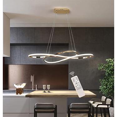 Imagem de Luminária pendente de teto moderna regulável com controle remoto para ilha de cozinha, bar, café, sala de jantar, altura ajustável, design criativo, lustre