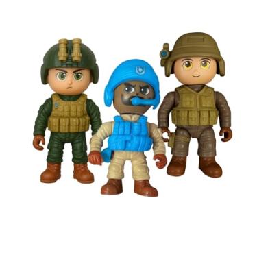 Imagem de Bonecos de Ação, Soldados Figuras Militares e Policiais, Brinquedo Infantil com 3 Acessórios