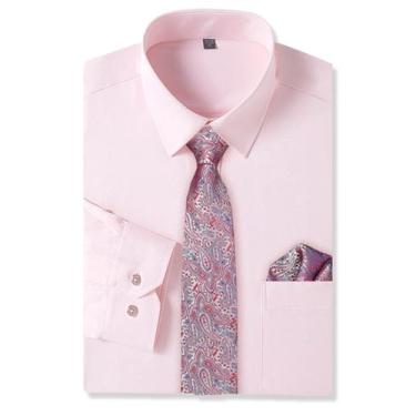 Imagem de Combinação de camisa e gravata Cromoncent Masculina Rosa Claro 4GG