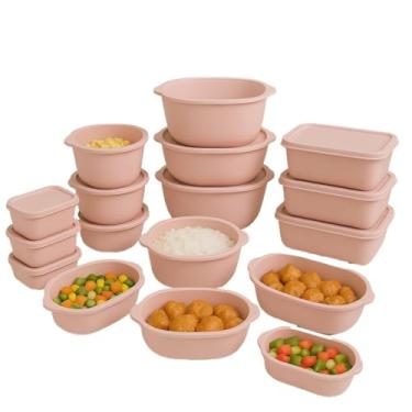 Imagem de Kit 15 Potes Herméticos De Plástico Com Tampa – Empilháveis E Ultra Resistentes Para Alimentos(Rosa)