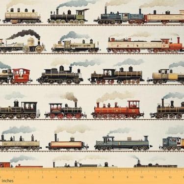 Imagem de Feelyou Tecido Vintage Train da The Yard 10 jardas Retro Motor a Vapor Tecido de Estofamento Retro Locomotiva a Vapor Trem Decorativo Impermeável Tecido Exterior Veículo Trem DIY Tecido de