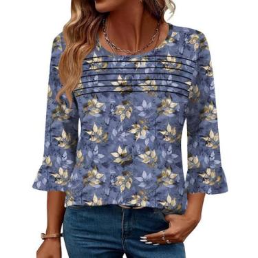 Imagem de Blusas e blusas Blingfit femininas de manga 3/4 plus size GG