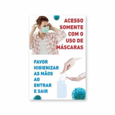 Imagem de Banner Acesso Somente Com Uso De Máscaras Em Lona 120X65Cm - Plimshop