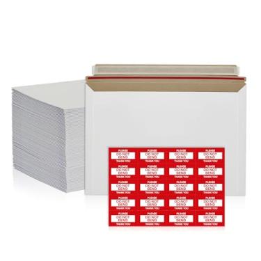 Imagem de Embalagem com 200 envelopes rígidos de 16,5 x 11,4 cm, envelopes de envio de papelão branco permaneçam planos, envelopes fotográficos para CD, fotos, documentos