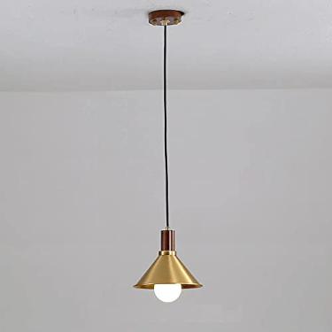 Imagem de YQSLQZZ Luminária pendente de latão americano, iluminação decorativa de cabeceira 1 lustre de luz, lustre de altura ajustável, para corredor, sala de estar, quarto, casa de fazenda, bar