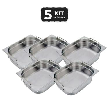 Imagem de Kit 5 Cuba Com Alca Inox 1/2 Gn 100 Para Buffet