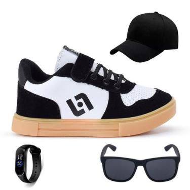 Imagem de Kit Tenis Infantil Street Light Bone Oculos e Relogio Casual Meninos, 