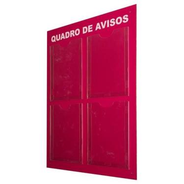 Imagem de Quadro Aviso Gestão Á Vista Acm Rosa Pink 4 Displays A4 Transparente P