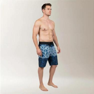 Imagem de Bermuda Surf Masculina Estampa Duo Folha Azul - Ethical, Azul, 44