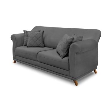 Imagem de Sofá Decorativo 160cm 2 Lugares com 4 Almofadas Armstrong Suede Cinza - Gran Belo
