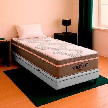 Imagem de Cama Box Solteiro E Colchão Ibiza Molas V-store 78x188x22 Branco